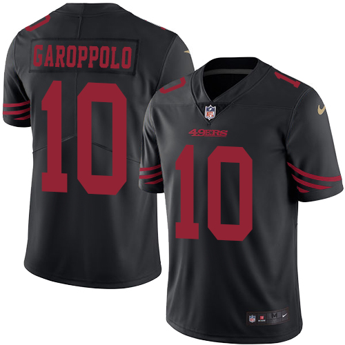 Nike 49ers #10 Jimmy Garoppolo Black Youth Stitched NFL Limited Rush Jersey